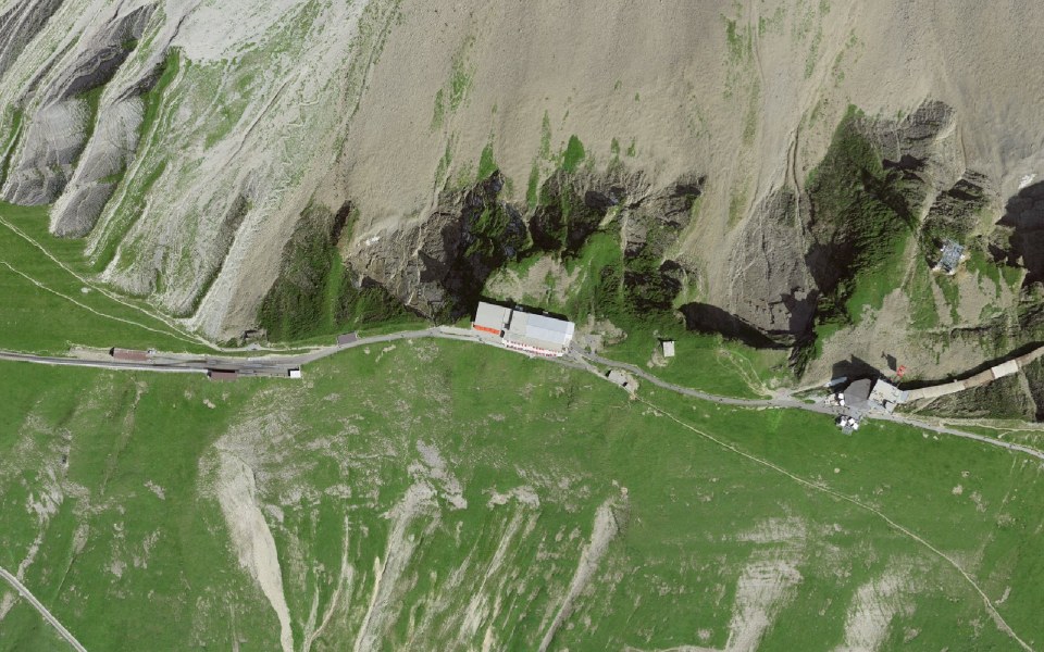 Luftbild mit Messpunkt: Brienzer Rothorn
