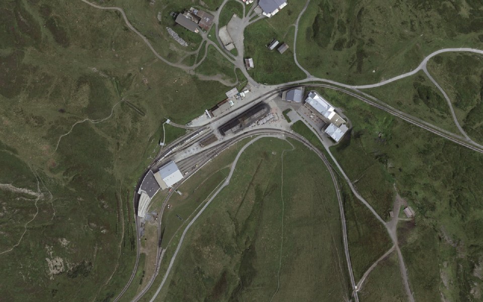 Luftbild mit Messpunkt: Kleine Scheidegg