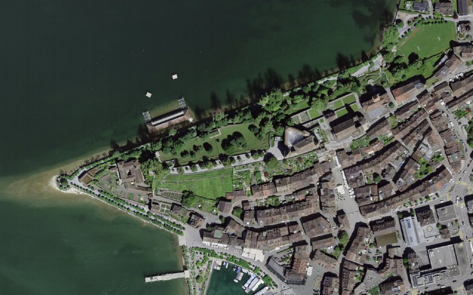 Luftbild mit Messpunkt: Schloss Rapperswil