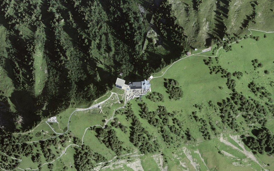 Luftbild mit Messpunkt: Stanserhorn