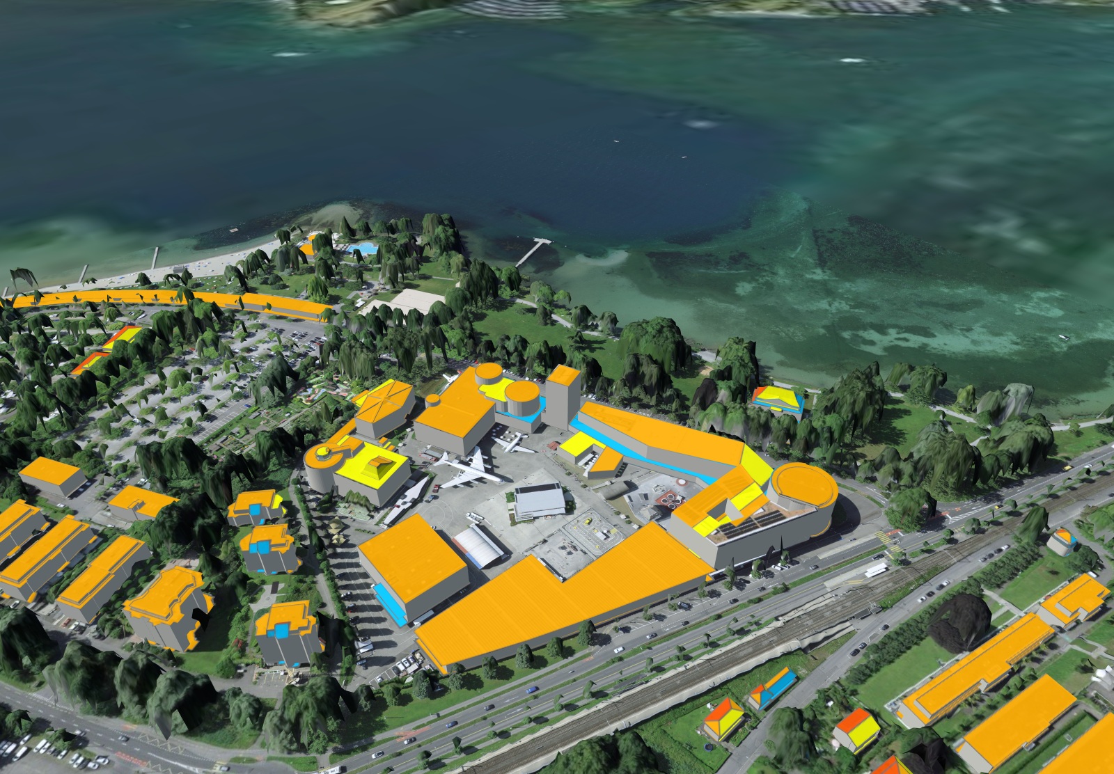 Solarpotenzial der Dächer am Verkehrshaus Luzern im SunPlot-Bericht